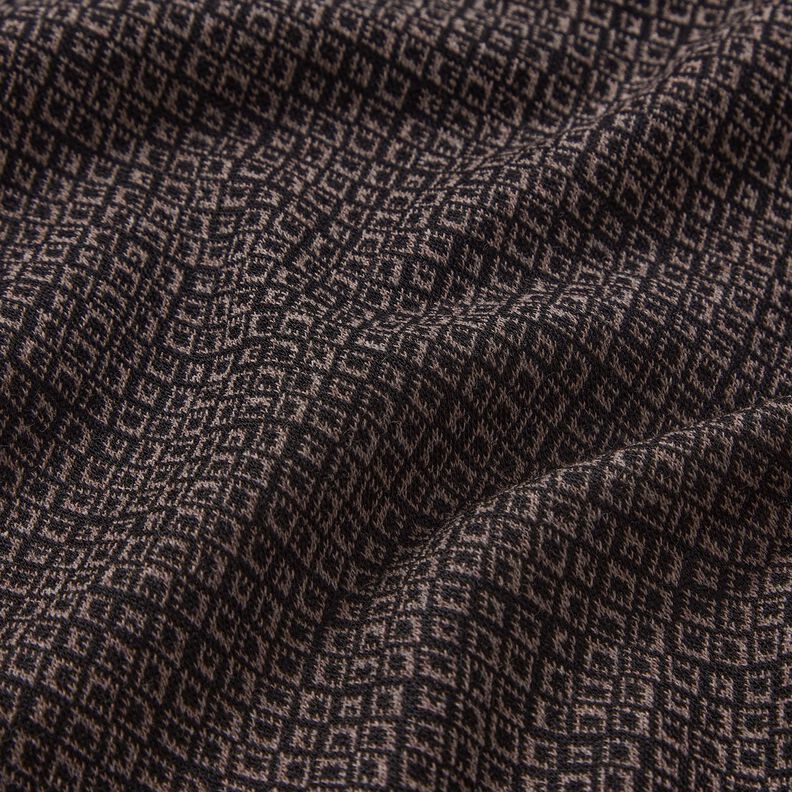 Gebreid jacquard onregelmatige ruiten – bruin/zwart,  image number 2