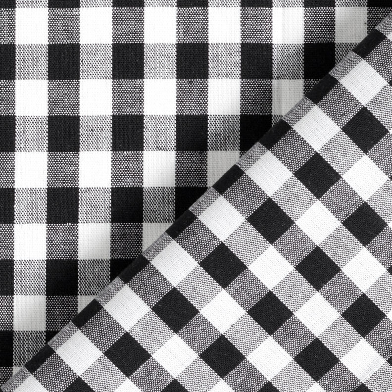 Katoenen stof Vichy ruit 1 cm – zwart/wit,  image number 4