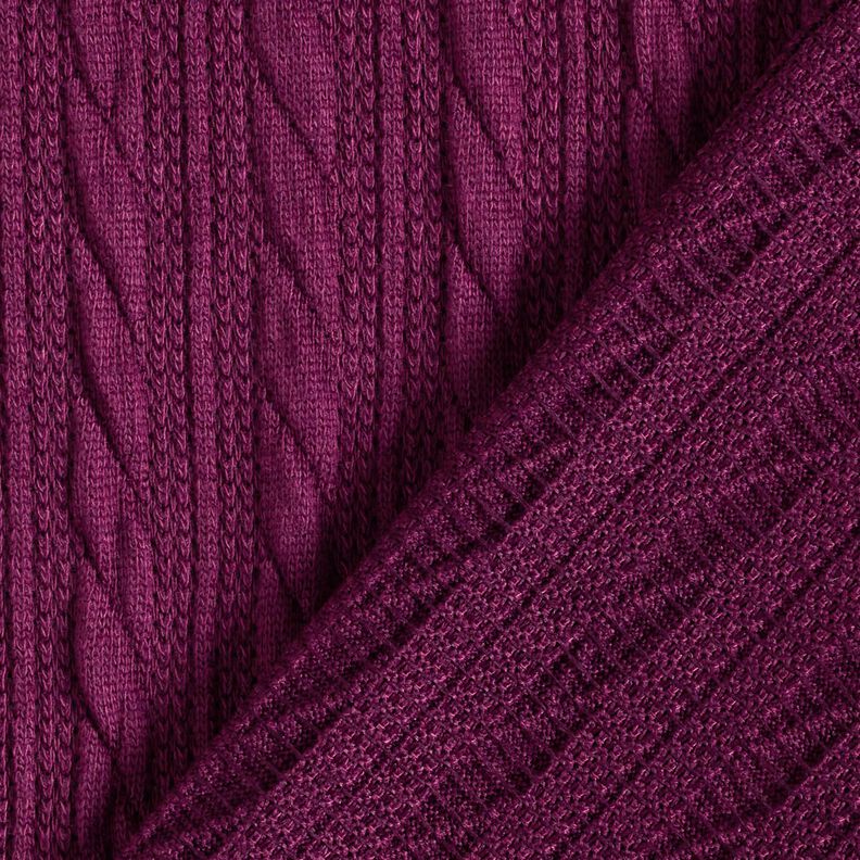 Tricot Cloqué Kabelsteekpatroon – merlot,  image number 4