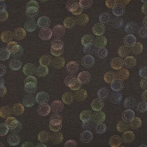 Viscosejersey kleurrijke cirkels – zwart, 