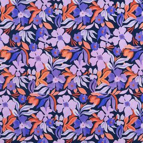 Softsweat bloemen digitale print – nachtblauw/lila, 