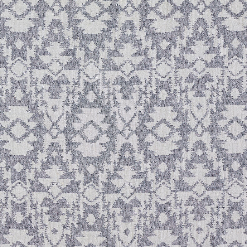 Mousseline/dubbel gehaakte stoffen Jacquard Aztekenpatroon | by Poppy nachtblauw/nevelgrijs,  image number 4