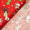 Katoenen stof Cretonne Kerstkatten – rood,  thumbnail number 4