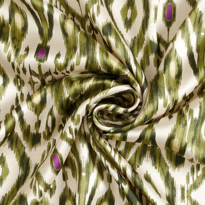 Viscose satijn Ikat-patroon – wit/pistache,  image number 4