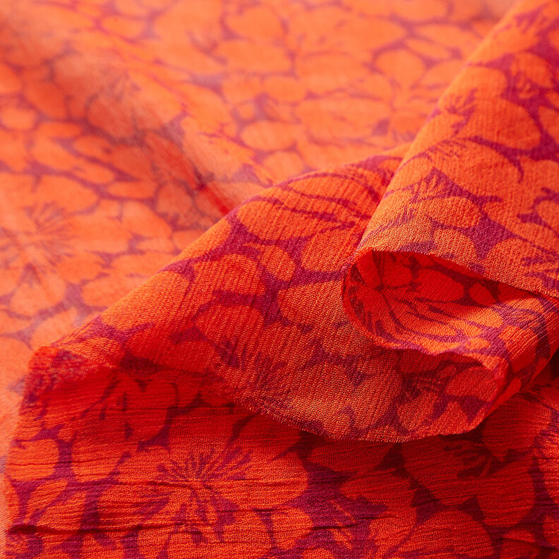 Viscose chiffon bloemenornamenten – rood/karmijnrood,  image number 3