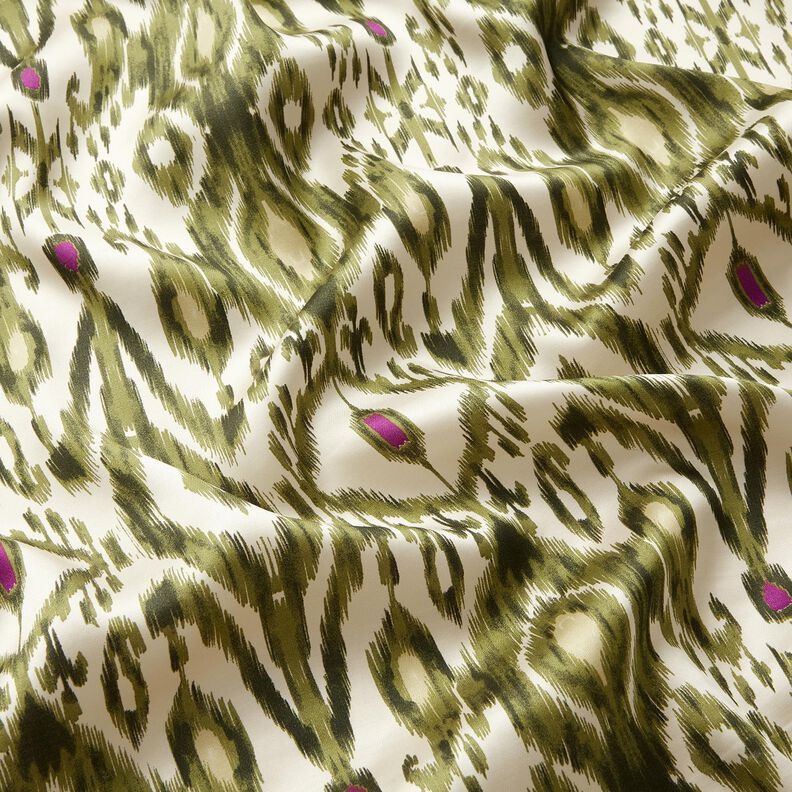 Viscose satijn Ikat-patroon – wit/pistache,  image number 3