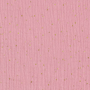 Katoenen mousseline verspreide gouden vlekken – roze/goud, 
