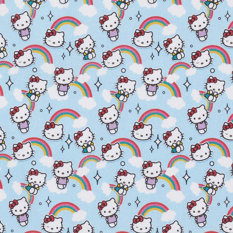 Katoenpopeline Hello Kitty-regenbogen Licentiestof | SANRIO – hemelsblauw,  image number 1